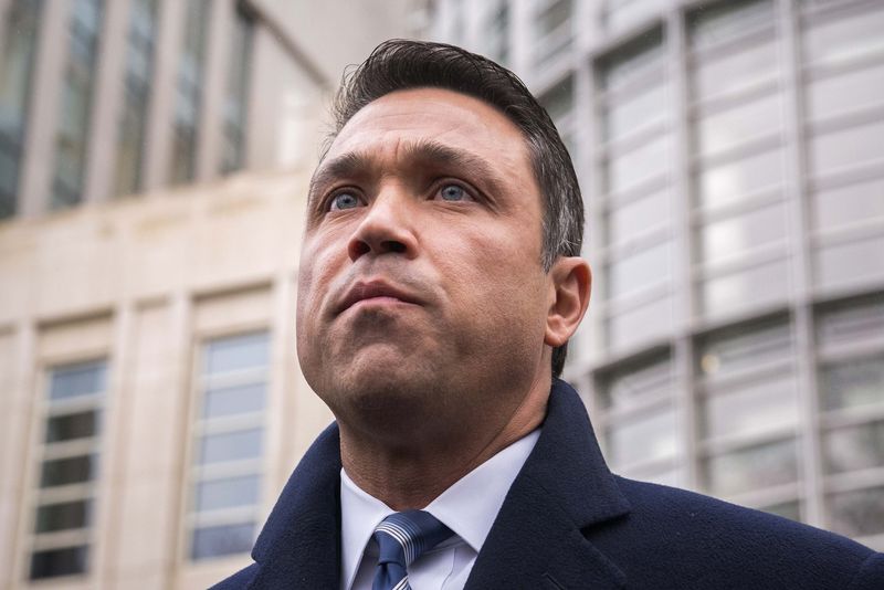 © Reuters. U.S. Representative Michael Grimm of New York at a news conference after his guilty plea at the Brooklyn federal court in New York