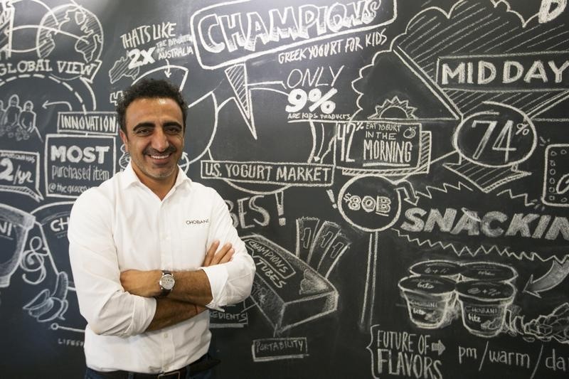 © Reuters. Chobani Inc. founder Hamdi Ulukaya poses for a portrait in the company headquarters in New York