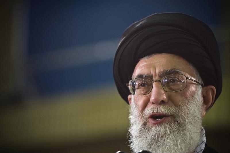 © Reuters. Iran's Supreme Leader Ayatollah Ali Khamenei speaks live on television after casting his ballot in the Iranian presidential election in Tehran