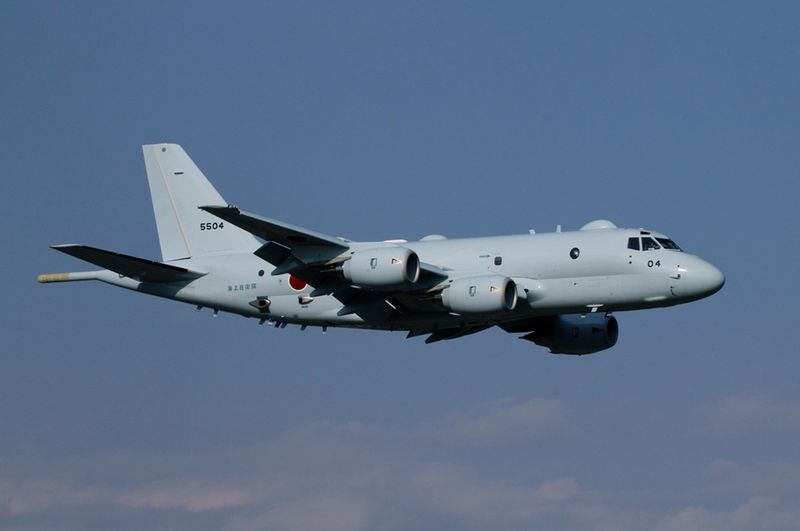 © Reuters. Undated handout photo shows a Japan Maritime Self-Defense Forces P-1 submarine-hunting aircraft, manufactured by Kawasaki Heavy Industries