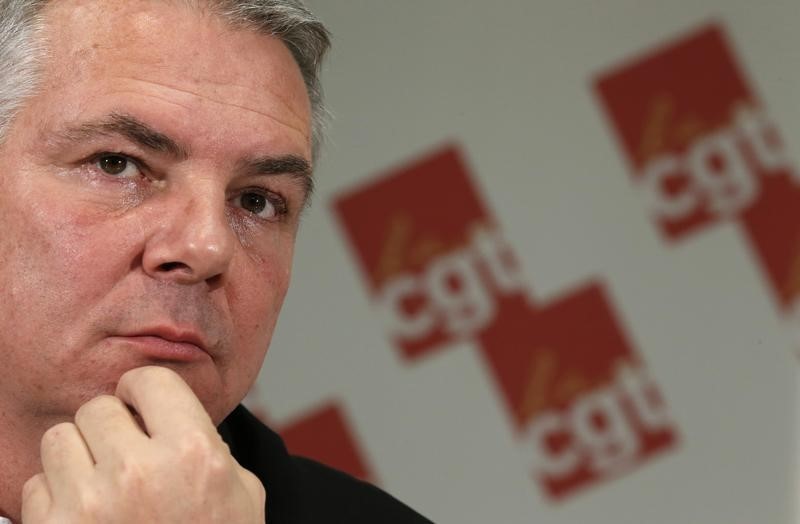 © Reuters. LE SECRÉTAIRE GÉNÉRAL DE LA CGT, THIERRY LEPAON, DÉMISSIONNE