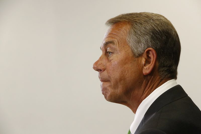 © Reuters. Boehner pauses during remarks to reporters at a news conference following a Republican caucus meeting at the U.S. Capitol in Washington