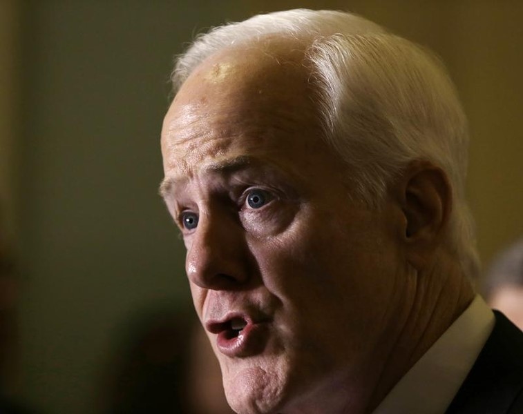 © Reuters. Senator Cornyn talks to reporters on  immigration crisis in Texas in Washington