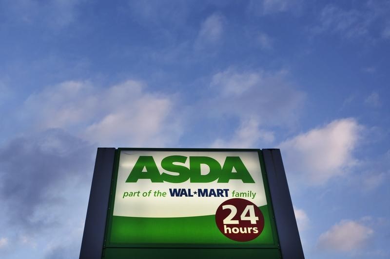 © Reuters. A sign for the ASDA supermarket chain stands outside a store in London