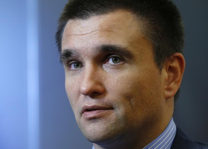 © Reuters. Ukraine's Foreign Minister Pavlo Klimkin speaks during an interview with Reuters in Brussels