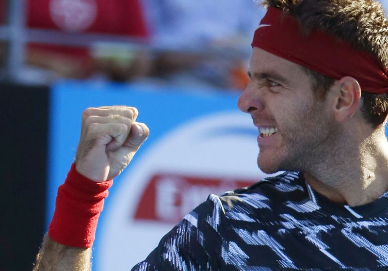 © Reuters. Juan Martin Del Potro, da Argentina, comemora vitória no Torneio de Sydney este mês