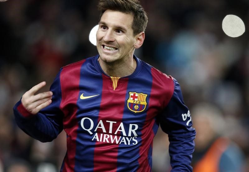 © Reuters. Messi comemora gol contra Atlético de Madri pela Copa do Rei