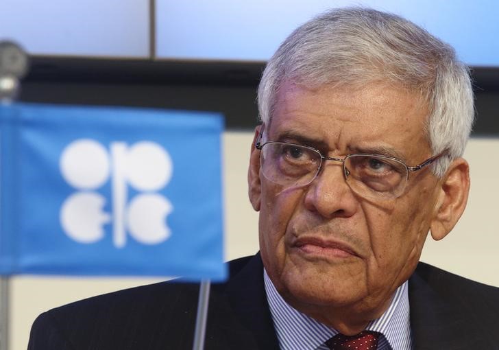 © Reuters. OPEC Secretary-General al-Badri addresses the media during the presentation of OPEC's World Oil Outlook in Vienna