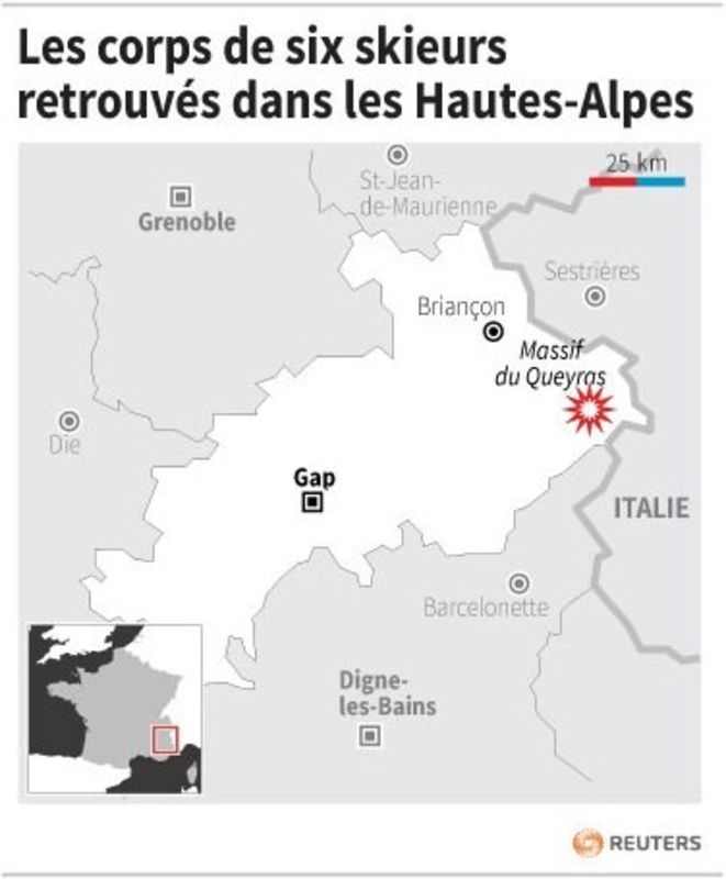 © Reuters. LES CORPS DE SIX SKIEURS RETROUVÉS DANS LES HAUTES-ALPES