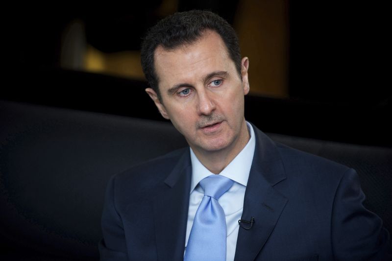 © Reuters. Syria's President Bashar al-Assad is seen during an interview in Damascus