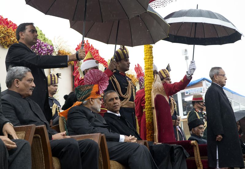 © Reuters. Primeiro-ministro da Índia, Narendra Modi, e presidente dos EUA, Barack Obama, em Nova Délhi