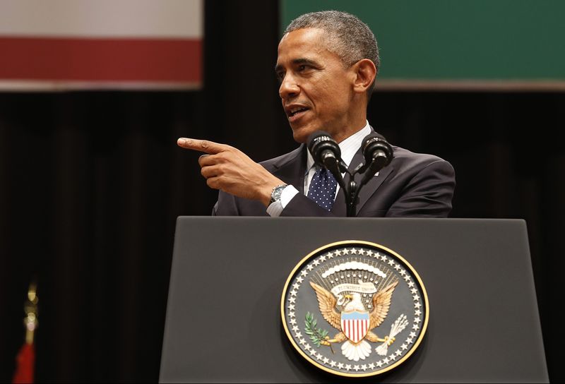 © Reuters. U.S. President Obama delivers a speech at Siri Fort Auditorium in New Delhi