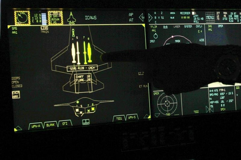 © Reuters. The F-35 cockpit of the world's newest fifth generation fighter aircraft