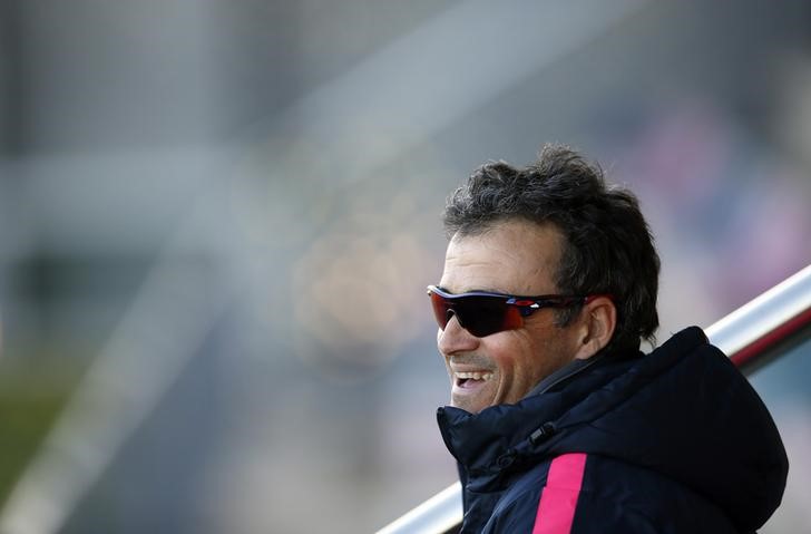 © Reuters. Luis Enrique espera un Atlético "potente" en revancha por la Copa del Rey