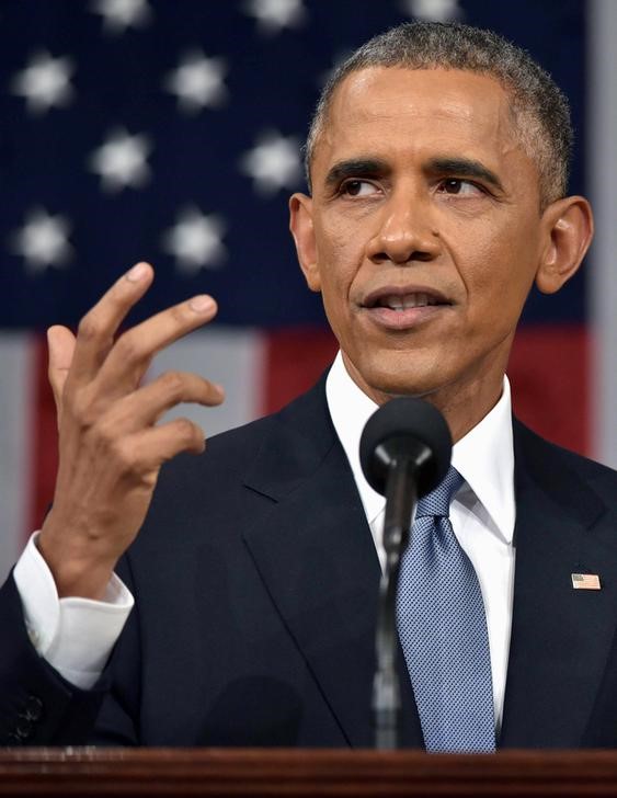 © Reuters. Presidente dos EUA, Barack Obama, faz discurso do Estado da União no Capitólio, em Washington