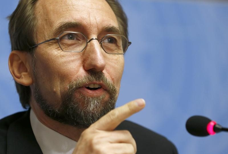 © Reuters. Jordan's Prince Zeid al-Hussein High Commissioner for Human Rights attends news conference at UN in Geneva