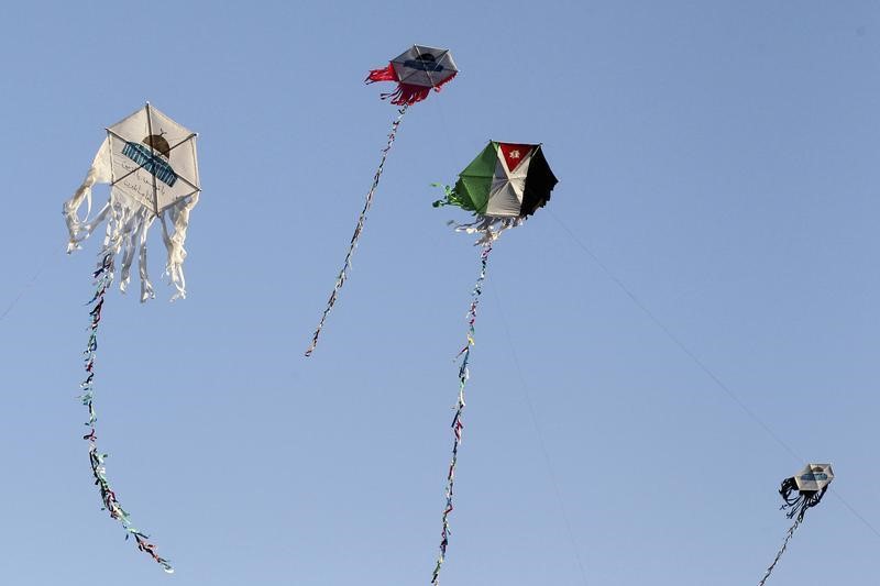 © Reuters. مهرجان للطائرة الورقية بالقاهرة يحلق بالأطفال بعيدا عن التكنولوجيا