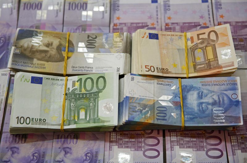 © Reuters. El banco central suizo busca un tipo de 1,05/1,10 francos por euro