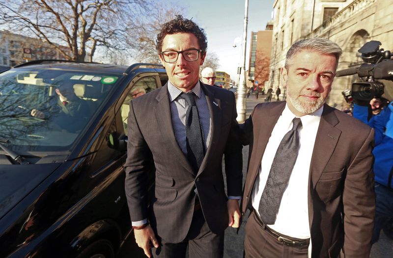 © Reuters. Northern Ireland golfer Rory McIlroy arrives at the High Court in Dublin