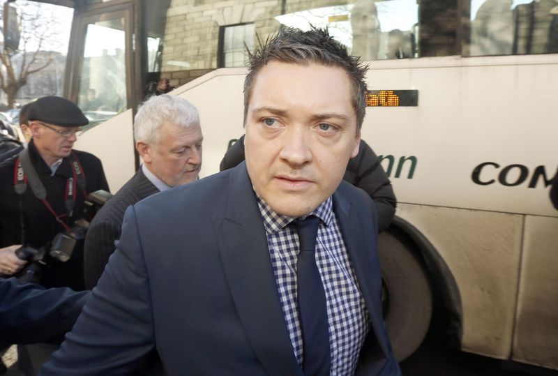 © Reuters. Conor Ridge, the former agent of golfer Rory McIlroy, leaves after settling a multi-million euros dispute over fees at Dublin's Four courts