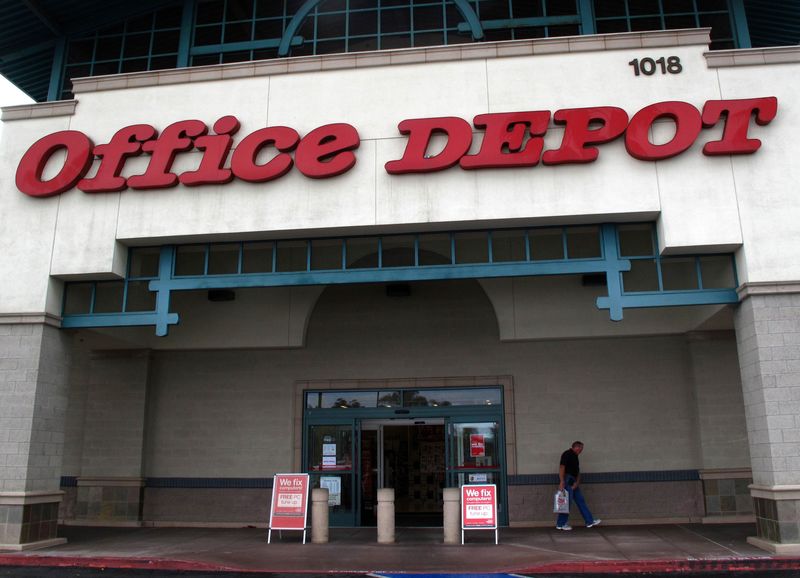 © Reuters. Office Depot store front is shwon in California in this file photo from