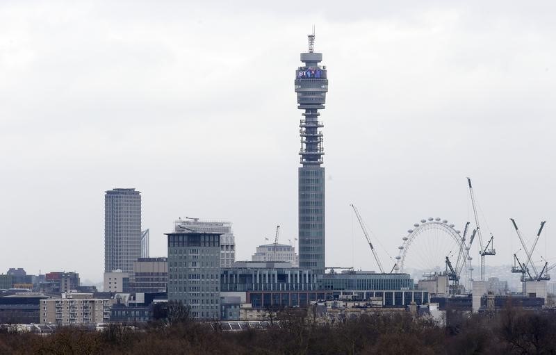 © Reuters. The BT communication tower is seen from Primrose Hill in London