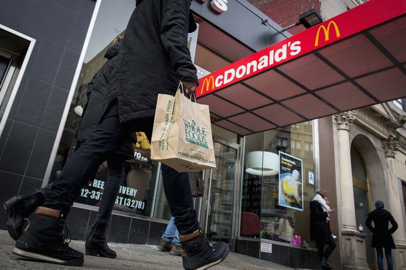 © Reuters. McDonald's Golden Arches are seen at the Union Square location in New York