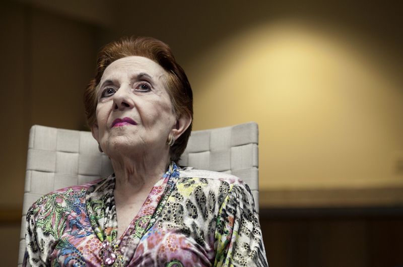 © Reuters. Mabel Ladicani, an 88-year-old widow living in San Juan and long time client of the UBS, looks up during an interview with Reuters in San Juan