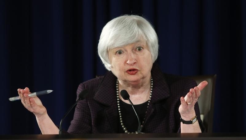 © Reuters. U.S. Federal Reserve Chair Janet Yellen holds a news conference at the Federal Reserve in Washington