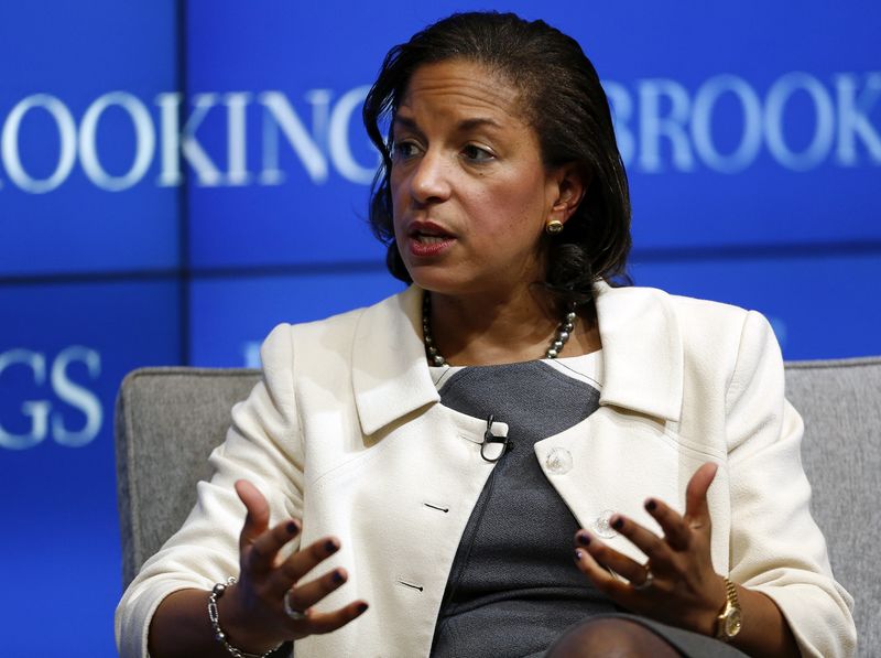 © Reuters. US National Security Advisor Rice answers questions at Brookings Institution in Washington