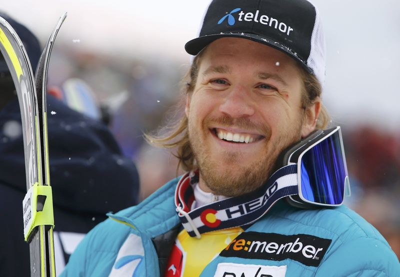 © Reuters. Jansrud of Norway reacts after men's Alpine Skiing World Cup downhill race in Kitzbuehel 