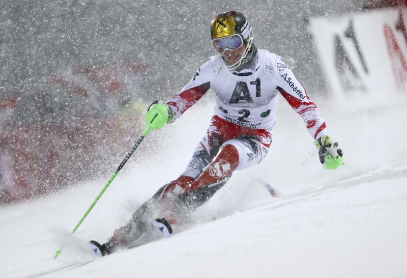 © Reuters. Hirscher of Austria competes in men's Alpine Skiing World Cup night slalom in Schaldming