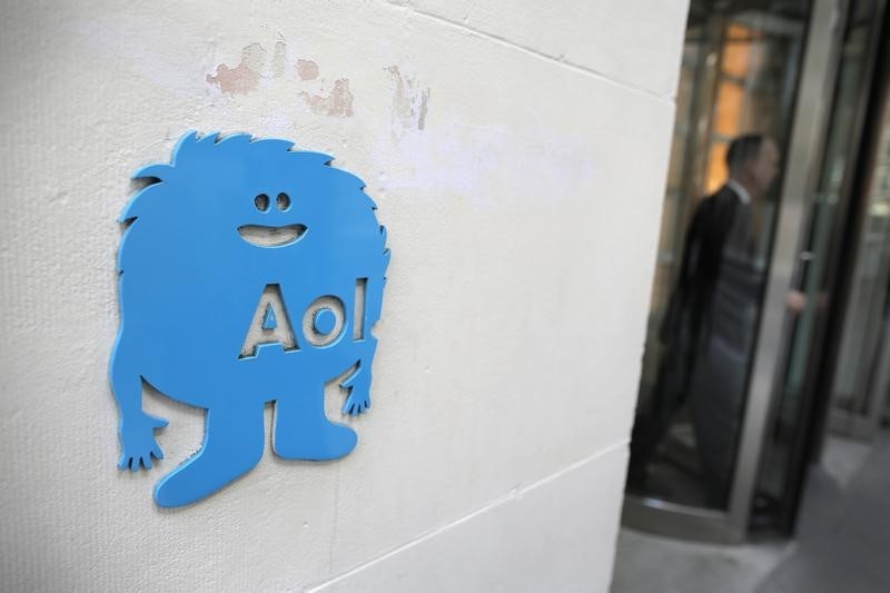 © Reuters. The AOL logo is seen at the company's office in New York