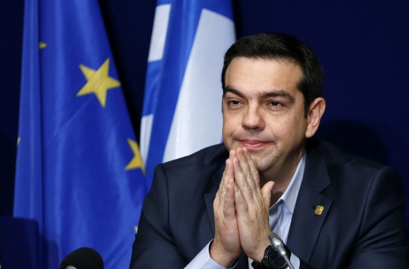 © Reuters. Greece's PM Tsipras addresses a news conference after an EU leaders summit in Brussels