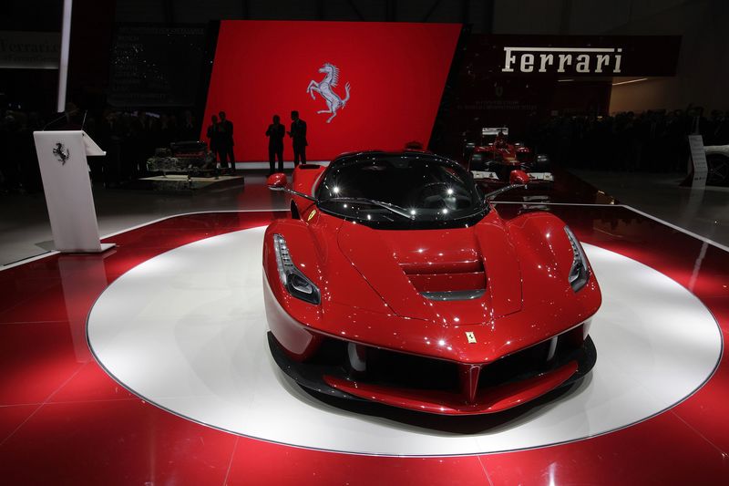 © Reuters. File picture shows the new LaFerrari hybrid car on the Ferrari stand during the first media day of the 83rd Geneva Car Show