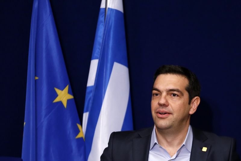 © Reuters. Greek PM Tsipras addresses a news conference after a EU leaders summit in Brussels