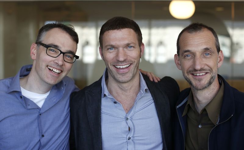 © Reuters. File photo of the directors and producer of animated film "The Boxtrolls" posing for a portrait in Hollywood