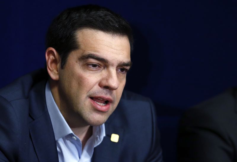 © Reuters. Greece's Prime Minister Alexis Tsipras addresses a news conference after a European Union leaders summit in Brussels