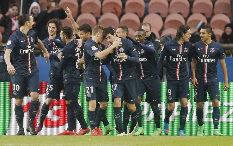 © Reuters. رابيو يتألق ليمنح باريس سان جيرمان الفوز وصدارة الدوري الفرنسي