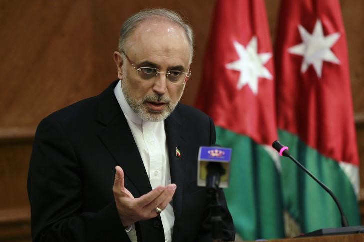 © Reuters. Ali Akbar Salehi speaks during his joint news conference with his Jordanian counterpart Nasser Judeh in Amman