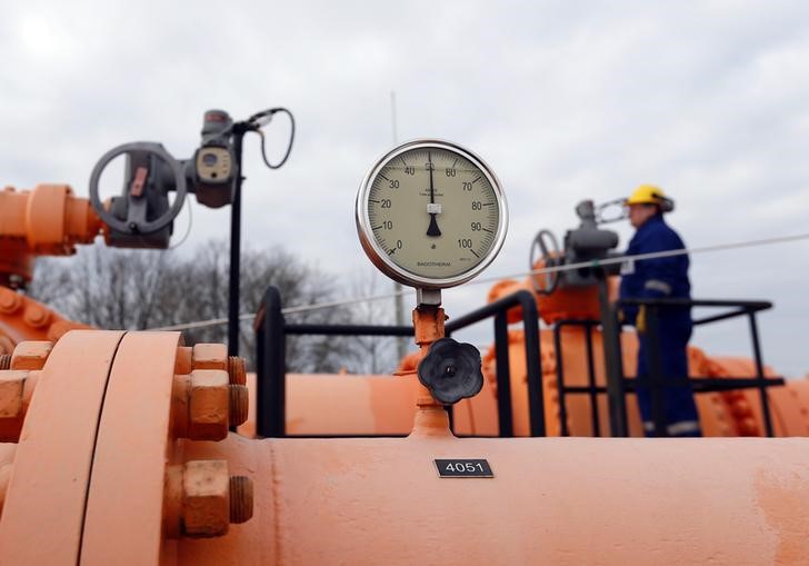 © Reuters. Инжинер на одной из станций газораспредилительной системы в Берегдароце, Венгрия
