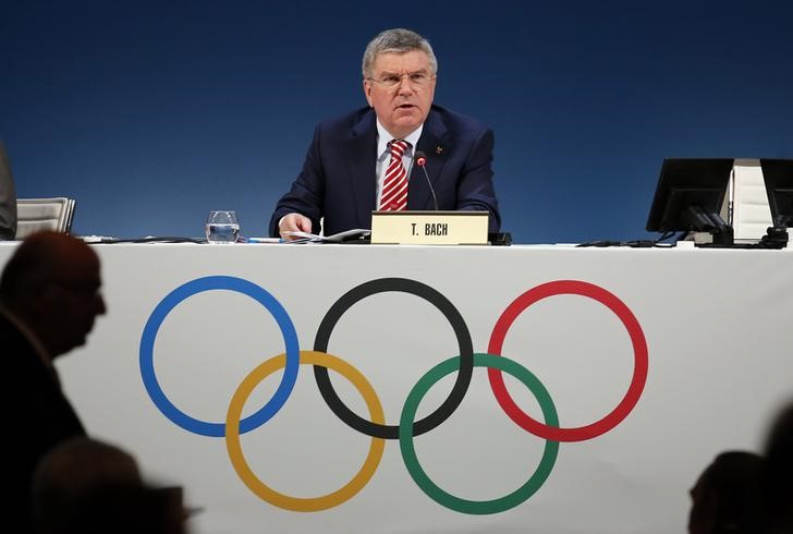 © Reuters. International Olympic Committee President Thomas Bach attends the opening of the 127th IOC session in Monaco