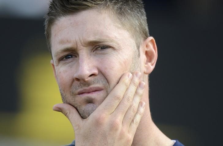 © Reuters. Australia's Clarke waits for the presentations after his team lost the second Ashes cricket test match against England at Lord's cricket ground in London