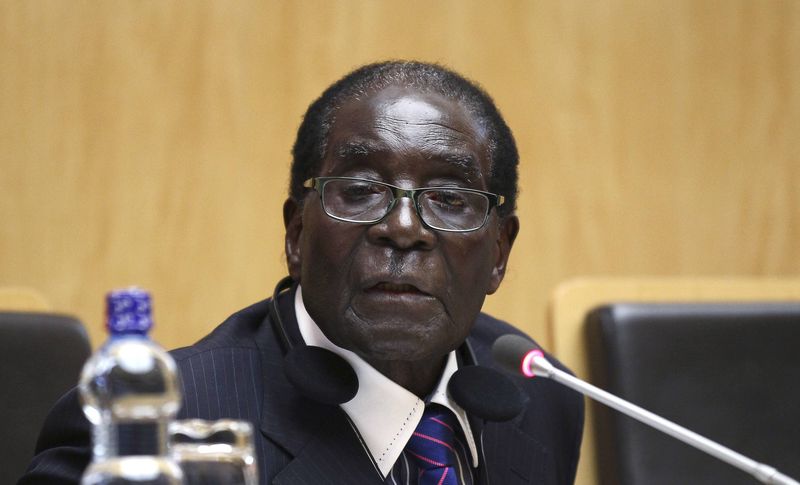© Reuters. Zimbabwe's President and Chairperson of AU Robert Mugabe addresses a news conference during the closing ceremony of the Ordinary session of the Assembly of Heads of State and Government of the African Union at the African Union headquarters in Addis 
