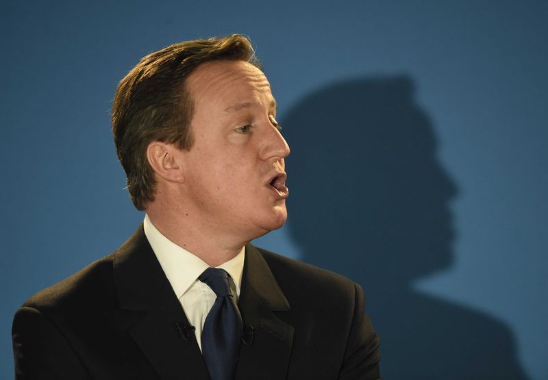 © Reuters. Britain's Prime Minister David Cameron speaks at the Welsh Conservative Party Conference in Cardiff