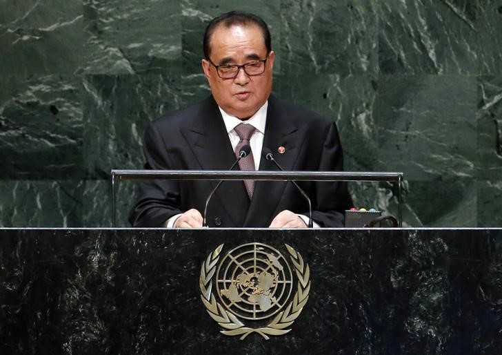 © Reuters. North Korea's Minister for Foreign Affairs Ri Su Yong addresses the 69th session of the United Nations General Assembly at the U.N. headquarters in New York