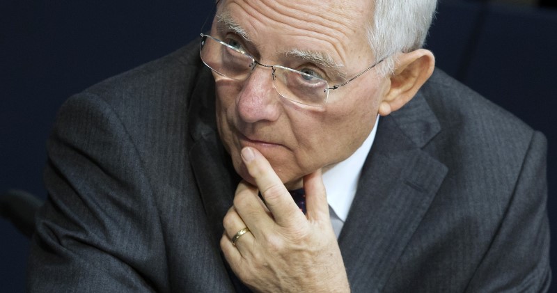 © Reuters. German Finance Minister Schaeuble attends session of Bundestag in Berlin