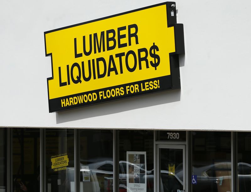 © Reuters. A Lumber Liquidators store sign is shown outside one of the companies  retail locations in San Diego, California