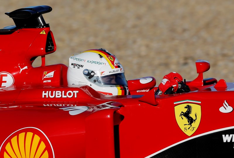 © Reuters. Piloto da Ferrari Sebastian Vettel em treino da pré-temporada da F1 em Jerez, na Espanha