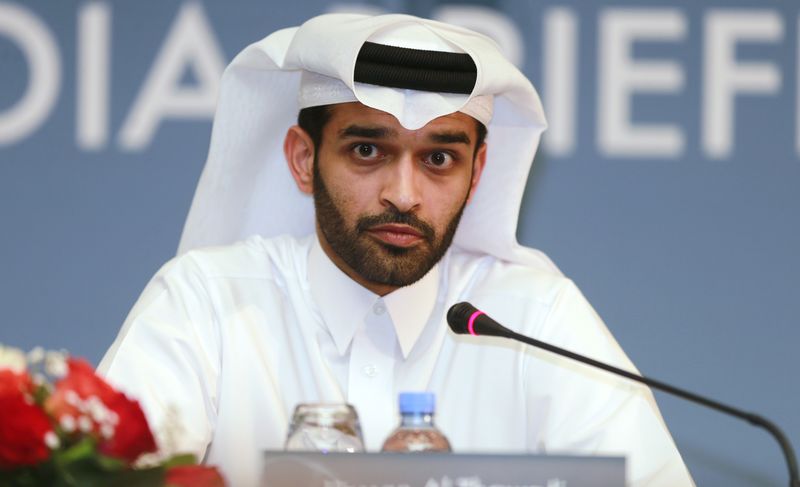© Reuters. Secretary General of the Qatar 2022 Supreme Committee Hassan Abdulla Al Thawadi speaks during a news conference in Doha
